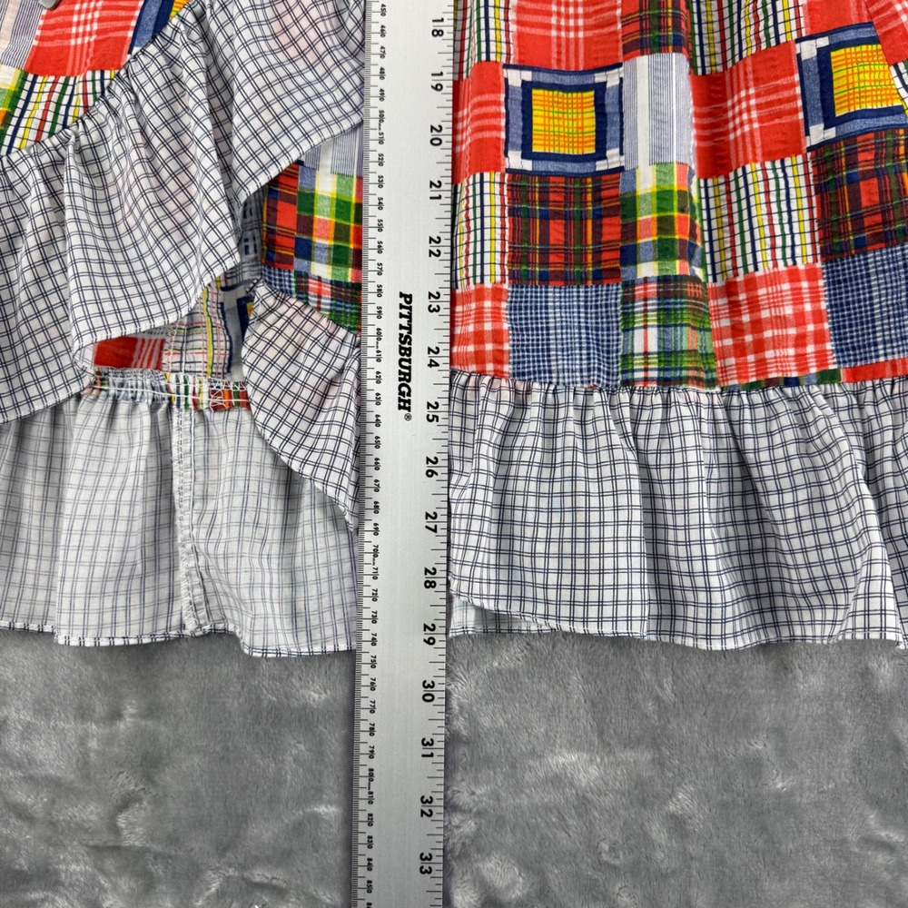 Vintage 70's Patchwork Plaid Ruffle Midi Skirt Boho Romantic Folk, High Waist - Picture 7 of 15